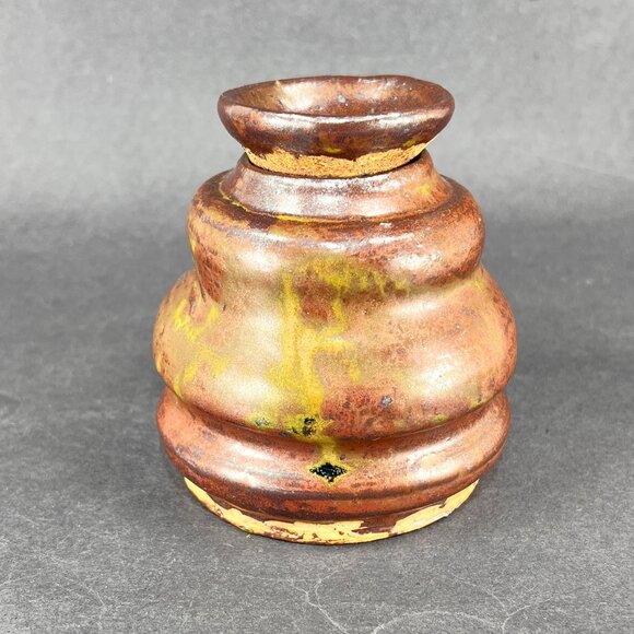 Bee Hive Handcrafted Stoneware Pottery Brown Glazed Honey Jar Pot Lid Folk Art - Picture 10 of 15